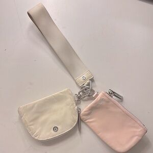 Lululemon pink and white dual pouch wristlet